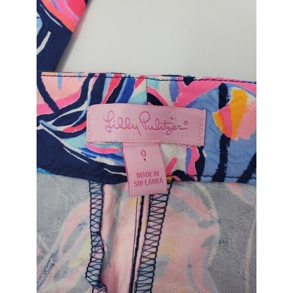 LILLY PULITZER KELLY SKINNY ANKLE PANTS NAVY BLUE BRIGHT PINK FLORAL WOMEN 0 - Picture 7 of 16